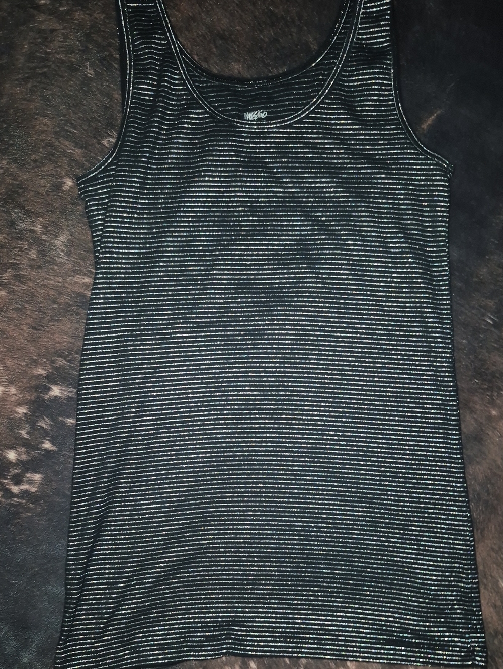 INC International Concepts Black Tank with Metallic Stripes